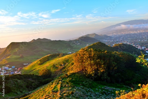 Green hills from the viewpoint of Jardina in San Cristobal de La Laguna