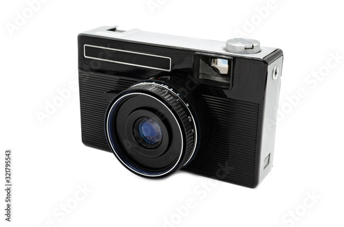 Plain film camera isolated on white.