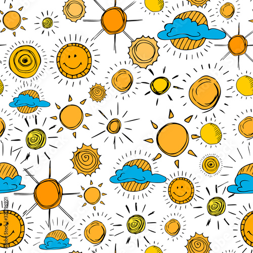 Seamless pattern of vector weather symbols
