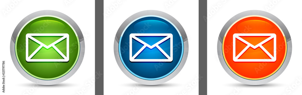 Email icon modern design round button set illustration Email icon modern design round button set illustration