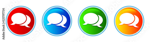 Chat icon glassy round button set illustration