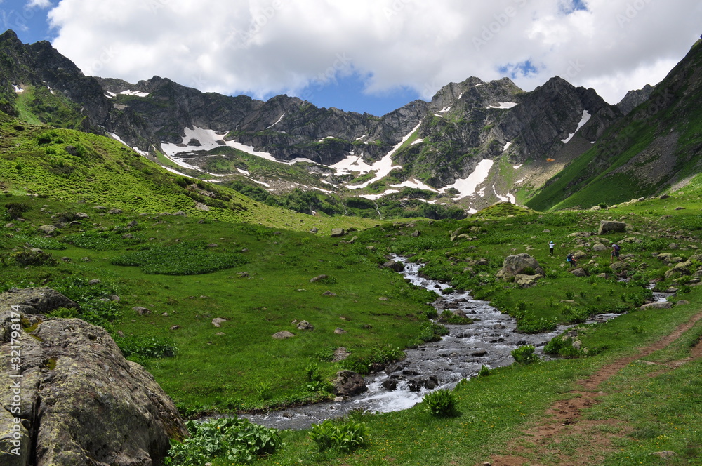  Mountain streams in summer in Abkhazia