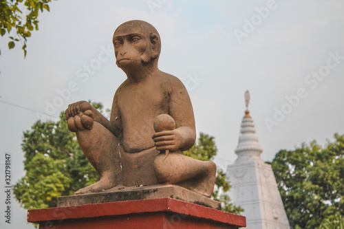 Delhi  India     August 2016  A statue of a monkey in the Birla Mandir Palace in the Indian city of Delhi