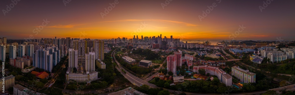 Apr 07/2019 Singapore central business district sunrise look from HDB Jalan Bukit Merah Apr 07/2019 Singapore central business district sunrise look from HDB Jalan Bukit Merah