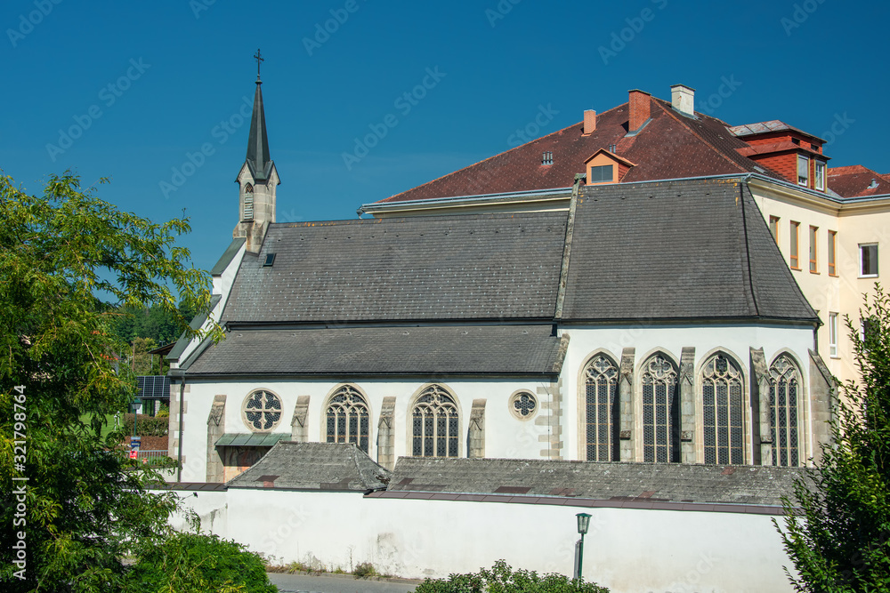 View of the Liebfrauenkirche in the City of Freistadt, Austria