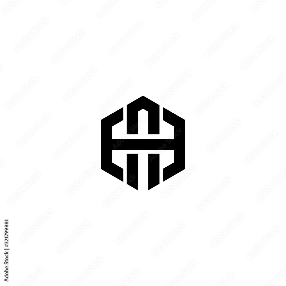HA AH H A initial letters loop linked hexagon elegant logo HA AH H A initial letters loop linked hexagon elegant logo