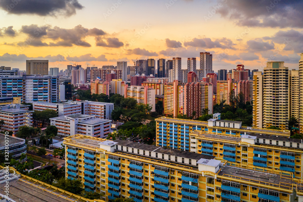 Naklejka premium Singapore HDB residential area, public housing near central south of the lion city