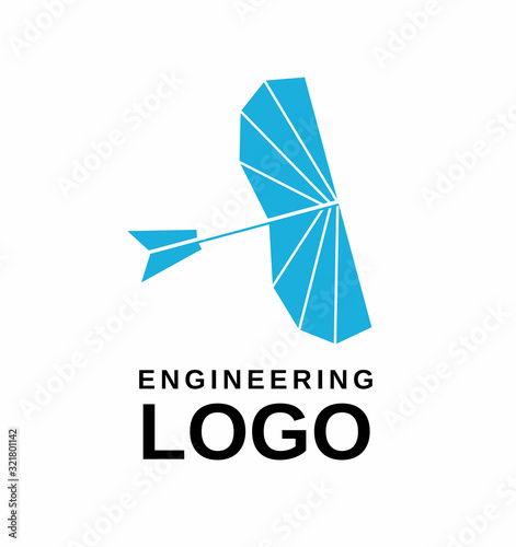 Logo Engineering Salon. Stylized vintage aircraft. Vector graphics