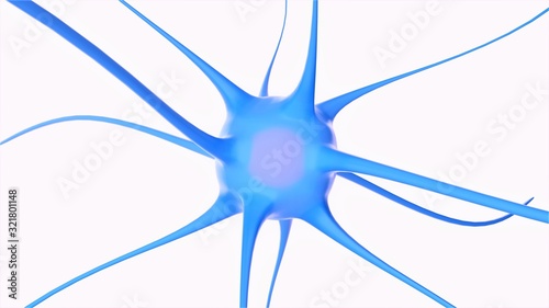 Neuron isolated on white background. Nerve cell. Neurons. Neural network background. 3D-rendering.