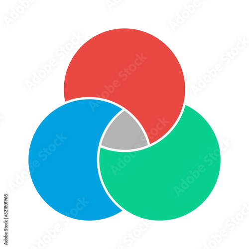 Venn diagram maths vector, Negative space, color modern icon - isolated on white background
