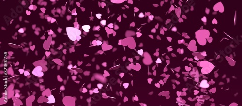 Fond rempli de coeurs roses sur fond violet pour la saint-valentin
