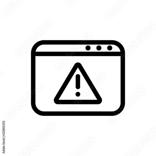browser warning icon vector. Thin line sign. Isolated contour symbol illustration