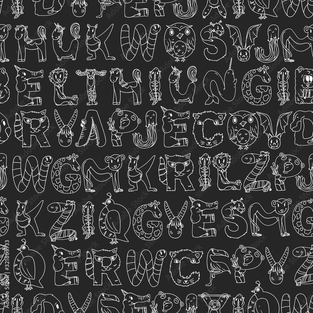 Animal alphabet. Zoo alphabet. Letters from A to Z. Cartoon cute animals. Elephant, dog, flamingo, giraffe, horse, alligator, bear, cat. Animal alphabet. Zoo alphabet. Letters from A to Z. Cartoon cute animals. Elephant, dog, flamingo, giraffe, horse, alligator, bear, cat.