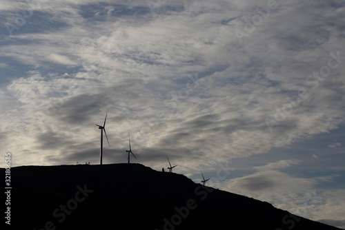 wind power mills in the mountains of portugal