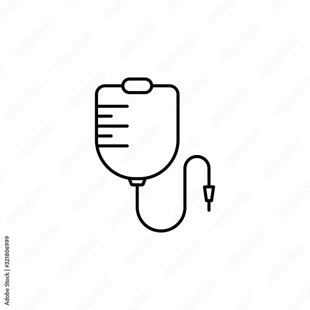 intravenous saline drip, healthcare , transfusion line icon on white background