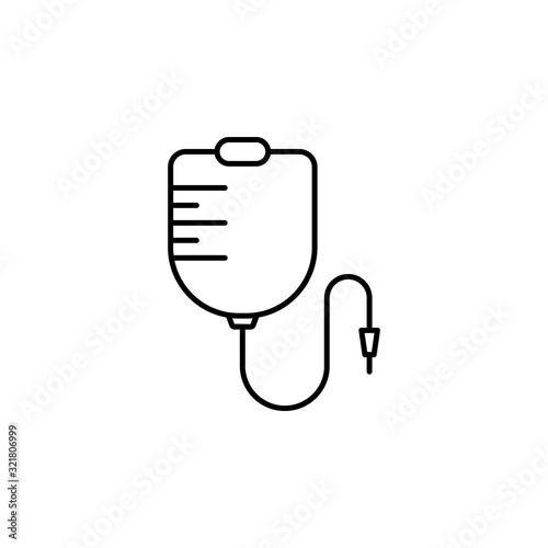 intravenous saline drip, healthcare , transfusion line icon on white background