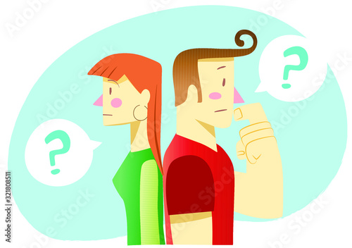 Young couple with many doubts