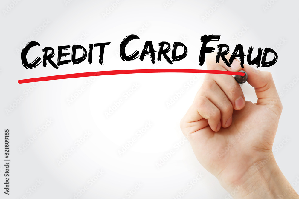 Credit card fraud text with marker, business concept background Credit card fraud text with marker, business concept background