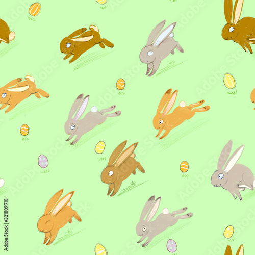 Cute easter bunnies seamles pattern