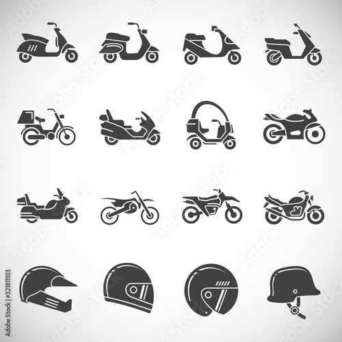 Motorcycle related icons set on background for graphic and web design. Creative illustration concept symbol for web or mobile app