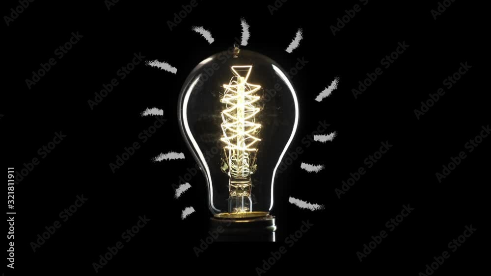 idea light bulb Flickering Tungsten light bulb lamp over black background