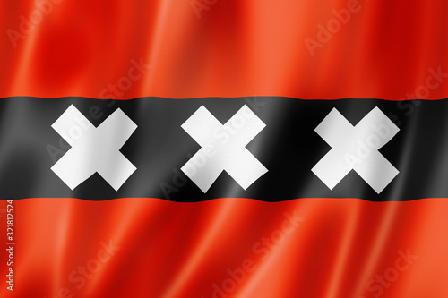Photography Amsterdam city flag, Netherlands
