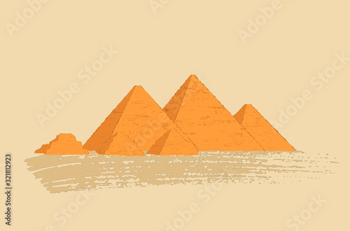 Egypt great pyramids. Cairo, Giza is a historical place.
