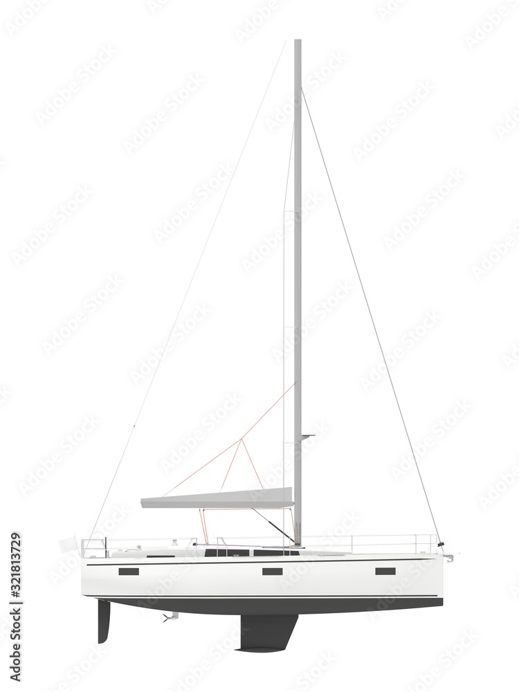 3d rendering of a computer generated sailboat isolated in white studio