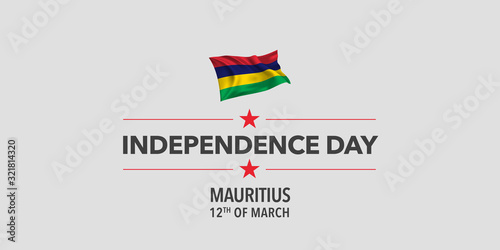 Mauritius independence day greeting card, banner, vector illustration