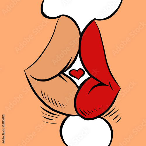 close up lips kiss man woman