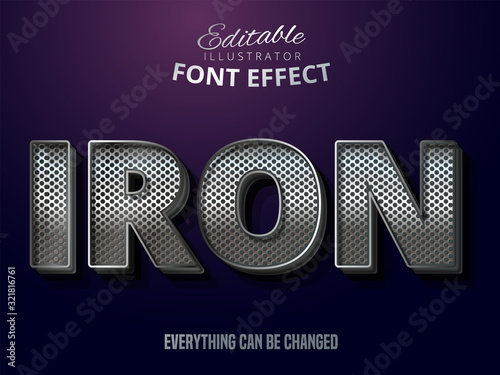 Metallic silver text effect, shiny steel alphabet style