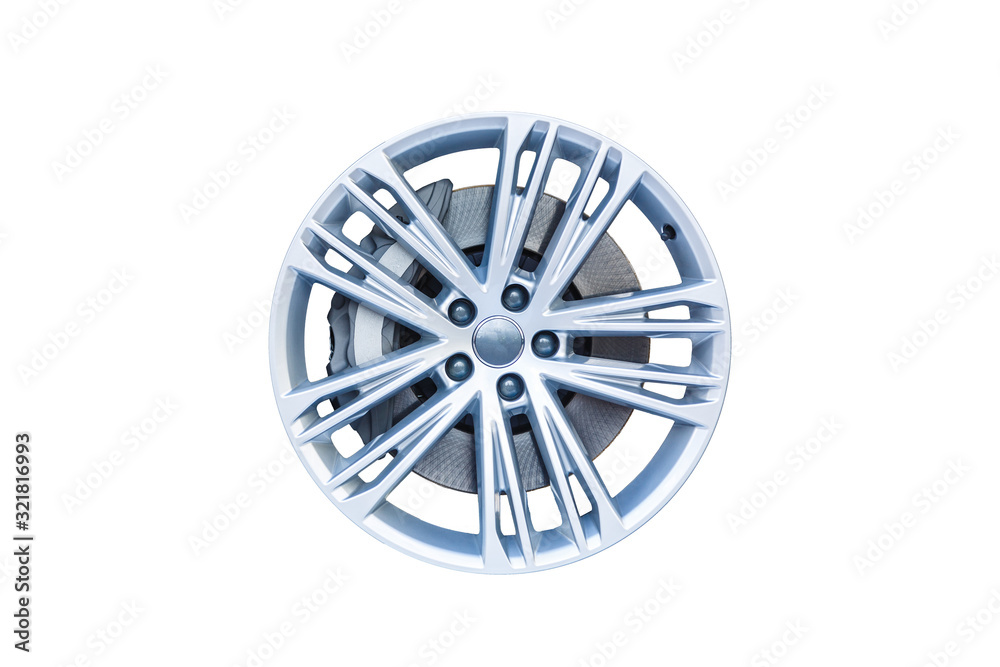 Brake Disc with Sport Racing Calliper isolated on white. 3d rendering
