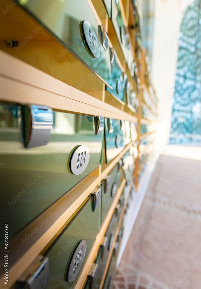 Modern shoe shelfs in Marmara univerisity mosque, Istanbul. Muslim ...