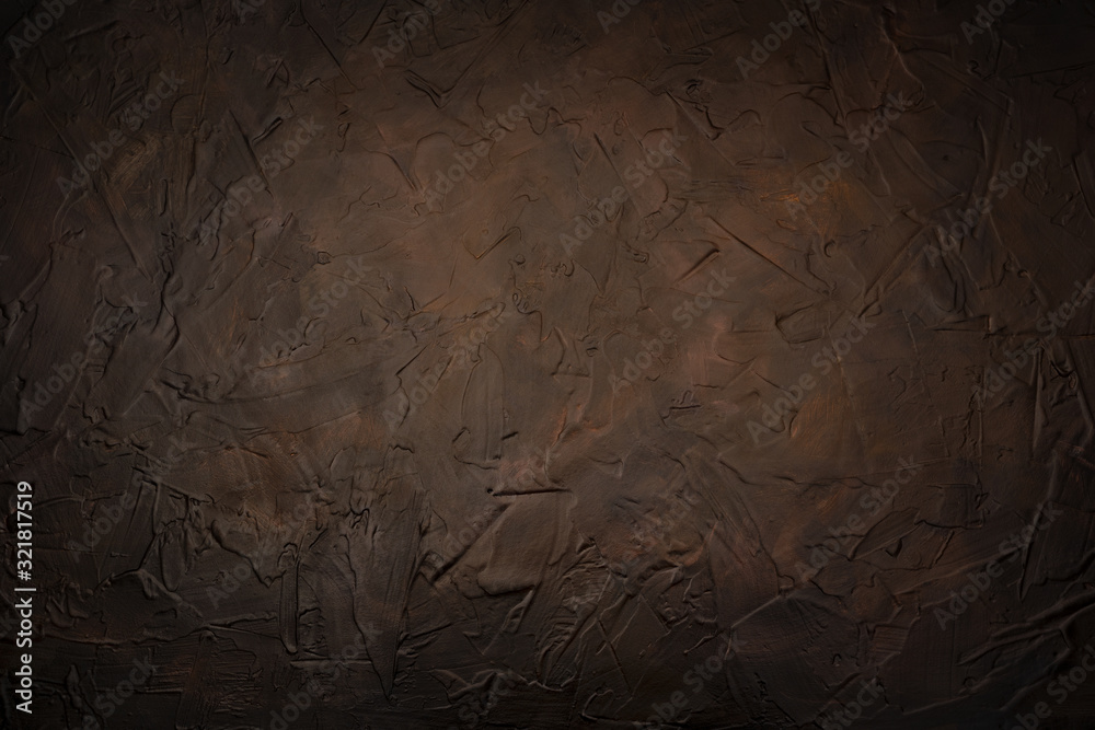Abstract brown background with transition from brick to black, under concrete, with texture. - obrazy, fototapety, plakaty 