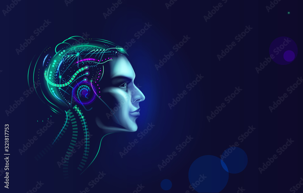 Futuristic artificial intelligence concept. Brain with neural network thinks background Cyber mind design. Machine humanoid head learning processing big data. Futuristic artificial intelligence concept. Brain with neural network thinks background Cyber mind design. Machine humanoid head learning processing big data.
