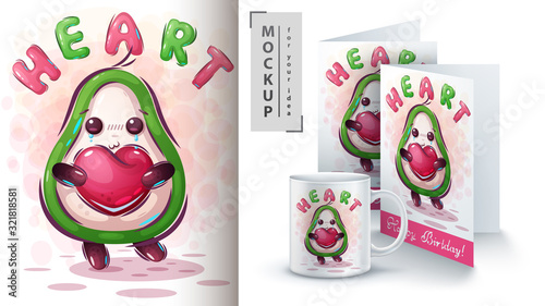 Avocado with heart poster and merchandising