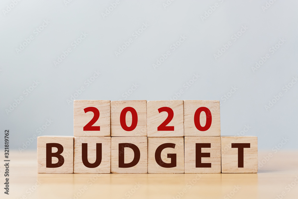 2020 budget financial management concept. Wooden cube block with word BUDGET. 2020 budget financial management concept. Wooden cube block with word BUDGET.