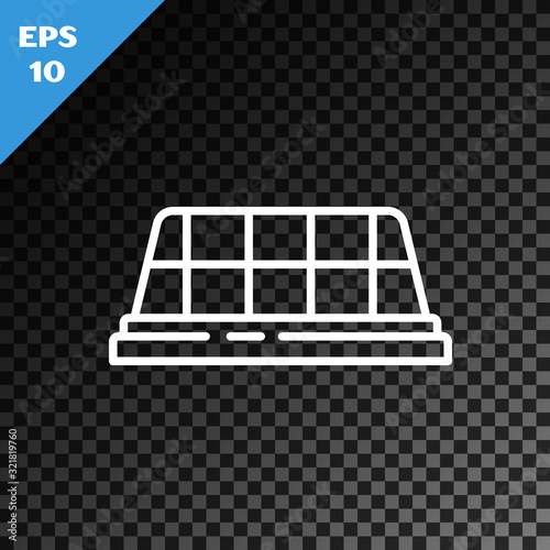 White line Taxi car roof icon isolated on transparent dark background. Vector Illustration