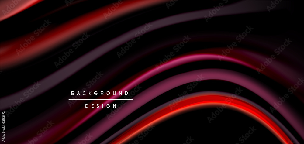 Abstract silk smooth lines on black, multicolored liquid fluid rainbow style waves on black Abstract silk smooth lines on black, multicolored liquid fluid rainbow style waves on black
