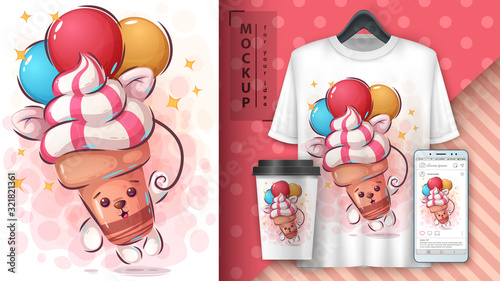 Fly ice cream poster and merchandising