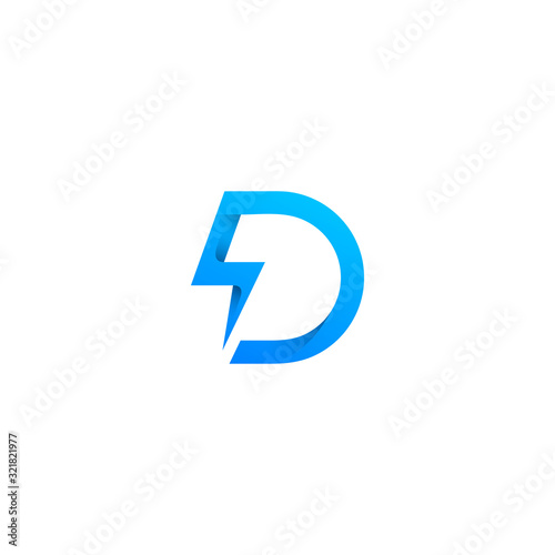 Free Download letter D with thunder element logo design - GFXLoad