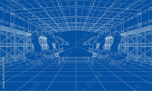 A plant with industral robots manipulators