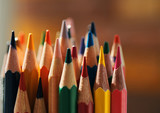 Close-up view of bunch of the colored pencil