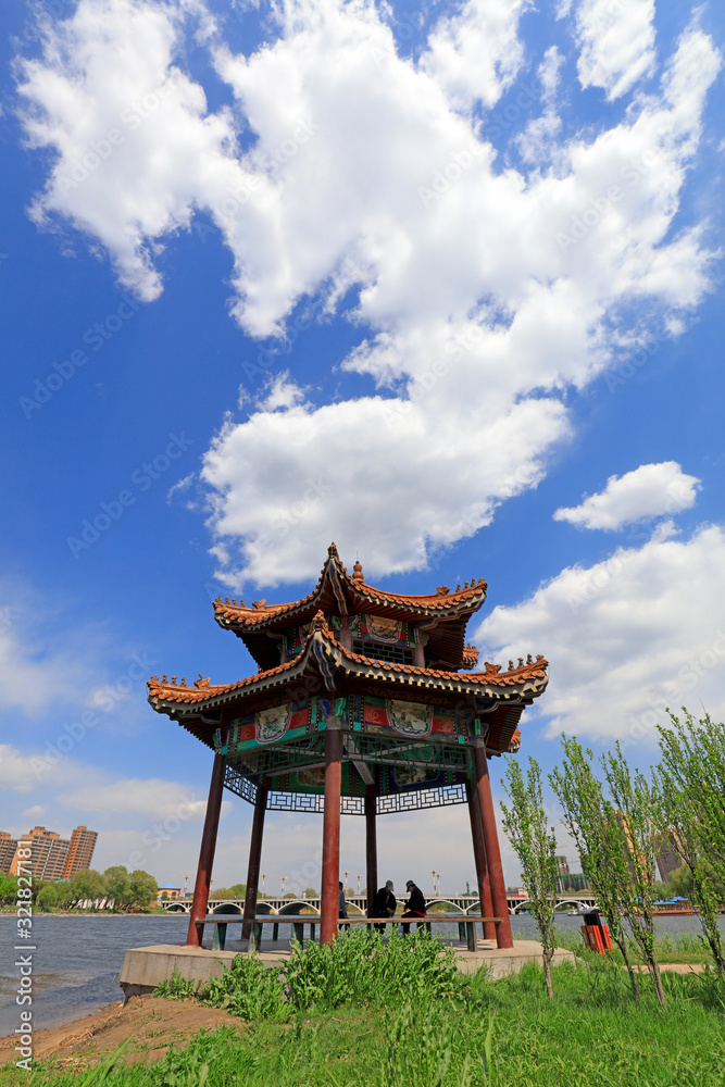 Chinese traditional Pavilion in parks, Luannan, Hebei, China