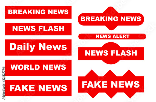 set of red news banners and labels
