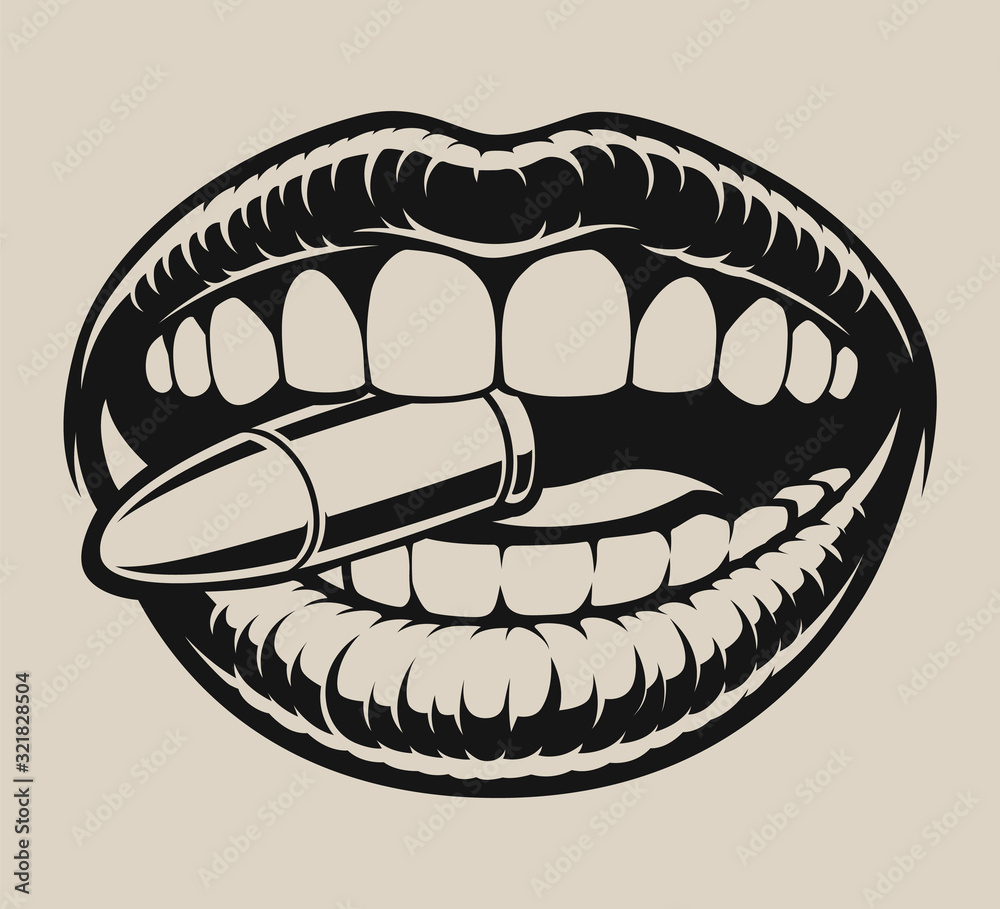 Bite the bullet vector illustration in chicano tattoo style Stock ...