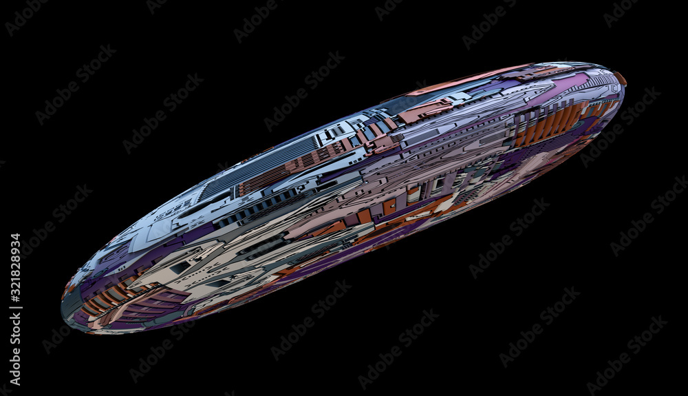 Futuristic Spaceship Isolated On Black Background. Alien Technology Concept Futuristic Spaceship Isolated On Black Background. Alien Technology Concept