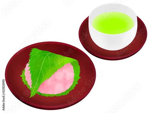 桜餅　お茶