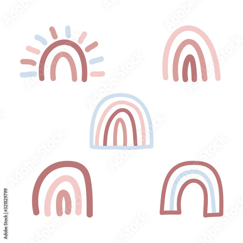 Rainbow collection on white background. Doodles and sketches vector illustration design.