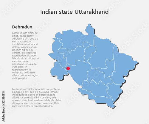 India country map and state Uttarakhand template